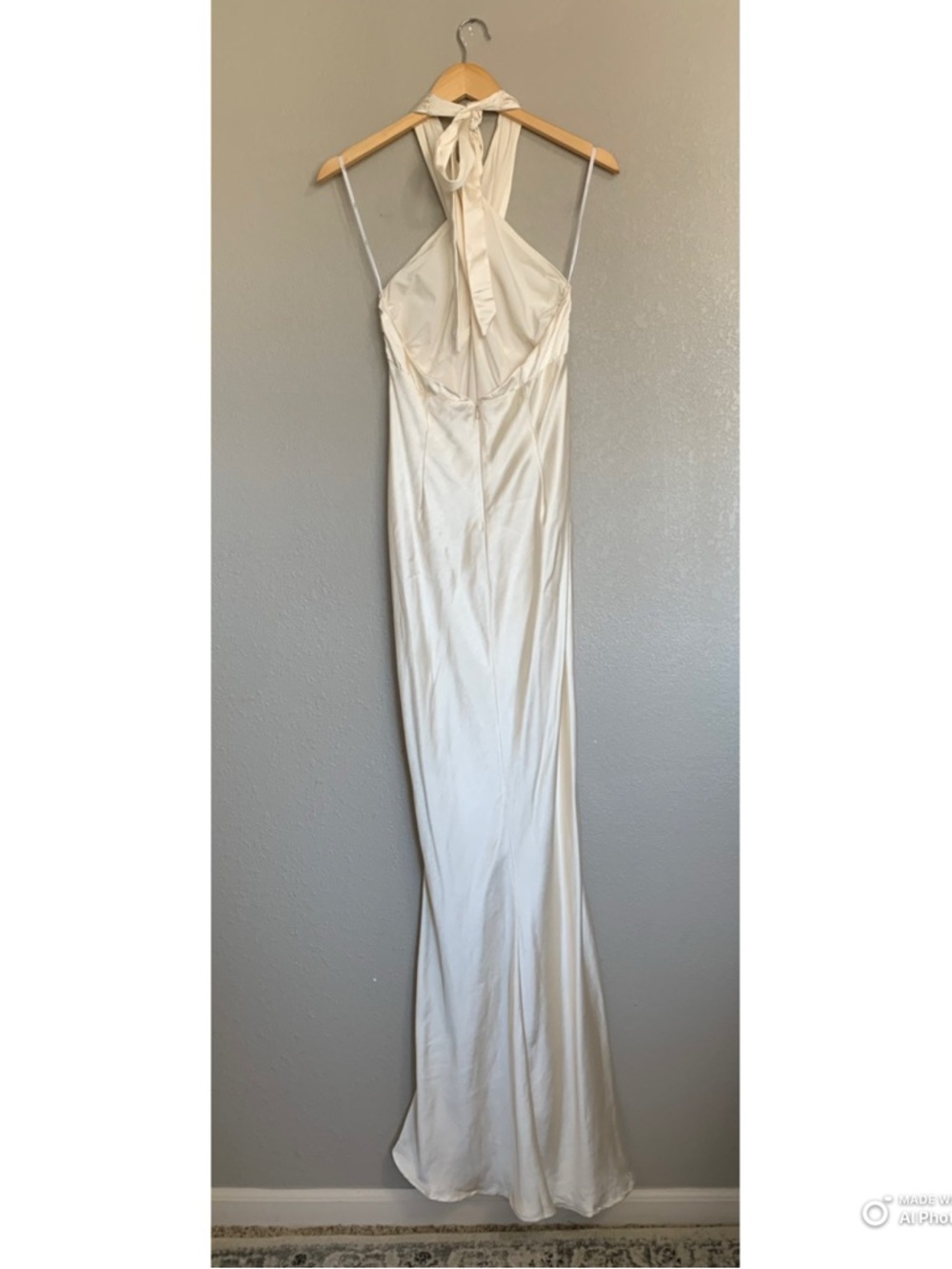 Lulus Large Start of Forever Ivory Satin Halter Mermaid Maxi Dress NWT Wedding - Picture 8 of 15